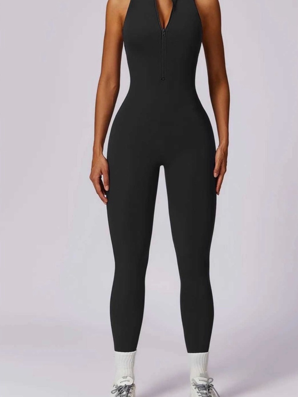 Black Zipper Yoga Jumpsuit